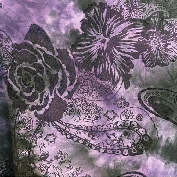 Vintage Whimsigoth Black Purple Vest Flocked Sheer Velvet Tie Dyed Roses L XL - Picture 5 of 14